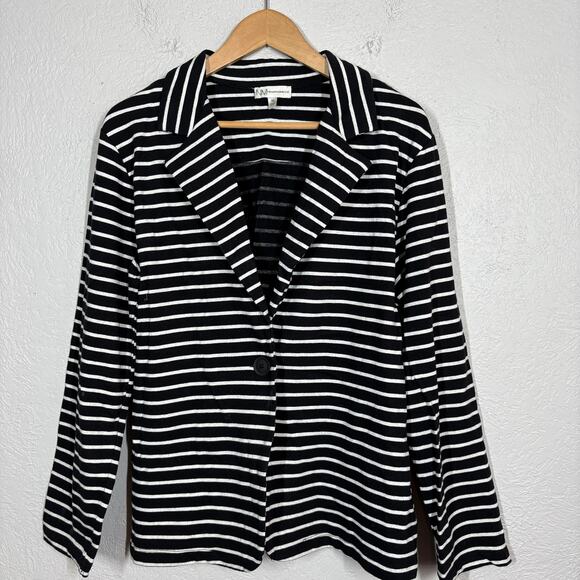 Neiman Marcus Knit Stripe Blazer Jacket Casual Career - XL - Picture 2 of 6